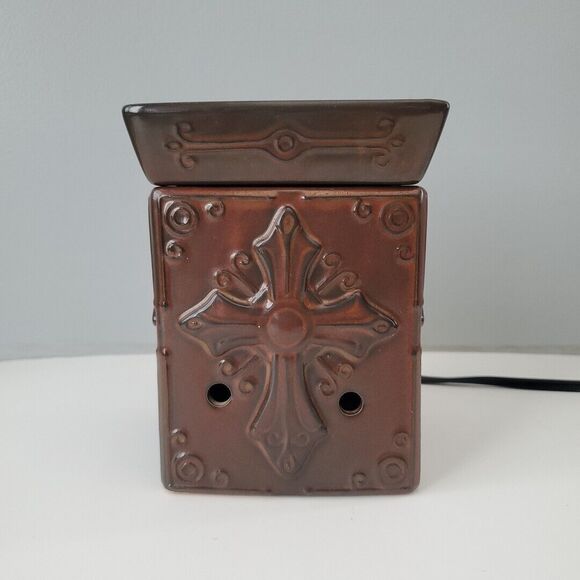 Scentsy Brown Hope Cross Celtic Full Size Electric Candle Wax Warmer Retired - Picture 2 of 11